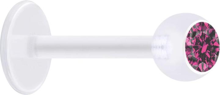 Produktbild Star Piercing Micro Labret transparent mit Kugel und Kristall pink (ohne Messing, Bioflex)