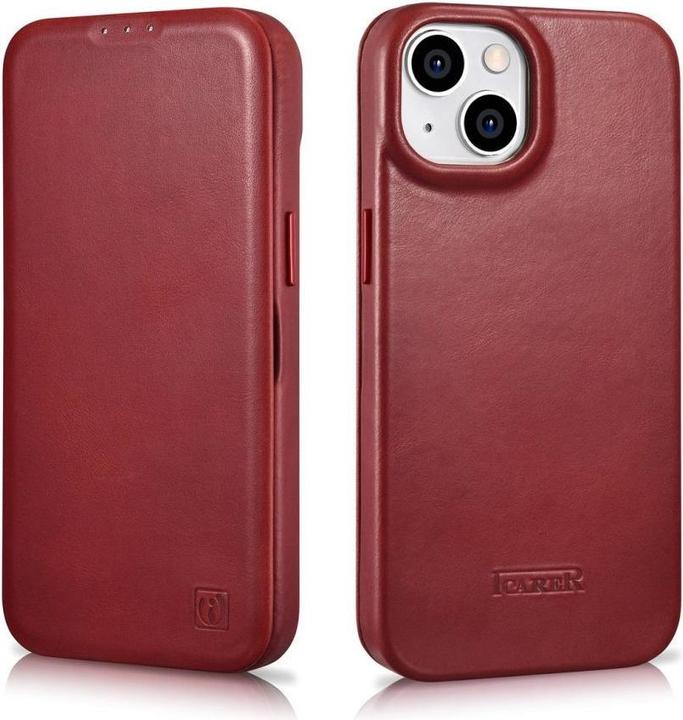 Image du produit iCarer CE Oil Wax Premium Leather Folio Case iPhone 14 Plus Magnetic Flip Leather Folio Case MagSafe (Apple iPhone 14 Plus)