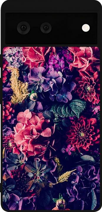 Actual product image PhoneLook Coque Silicone rigide noir Flowers Dark (Google Pixel 6)
