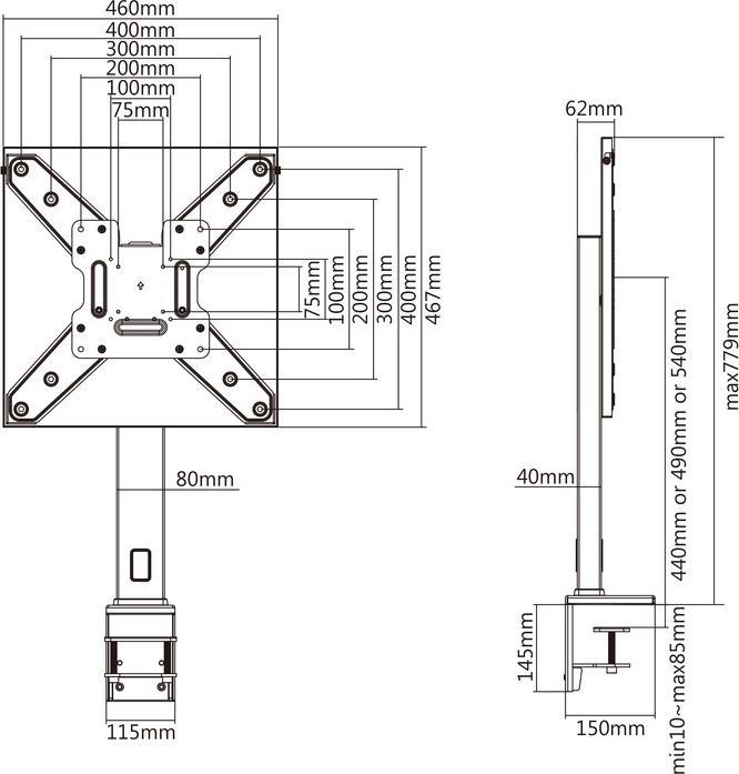 Immagine prodotto Multibrackets Supporto per monitor da 37 a 55", bianco, capacità di carico 35 kg (Tavolo, 55")