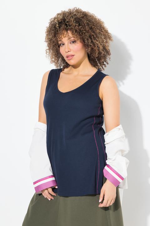 Image du produit Ulla Popken Débardeur en jersey côtelé. Décolleté V. Coupe Slim (42, 44)