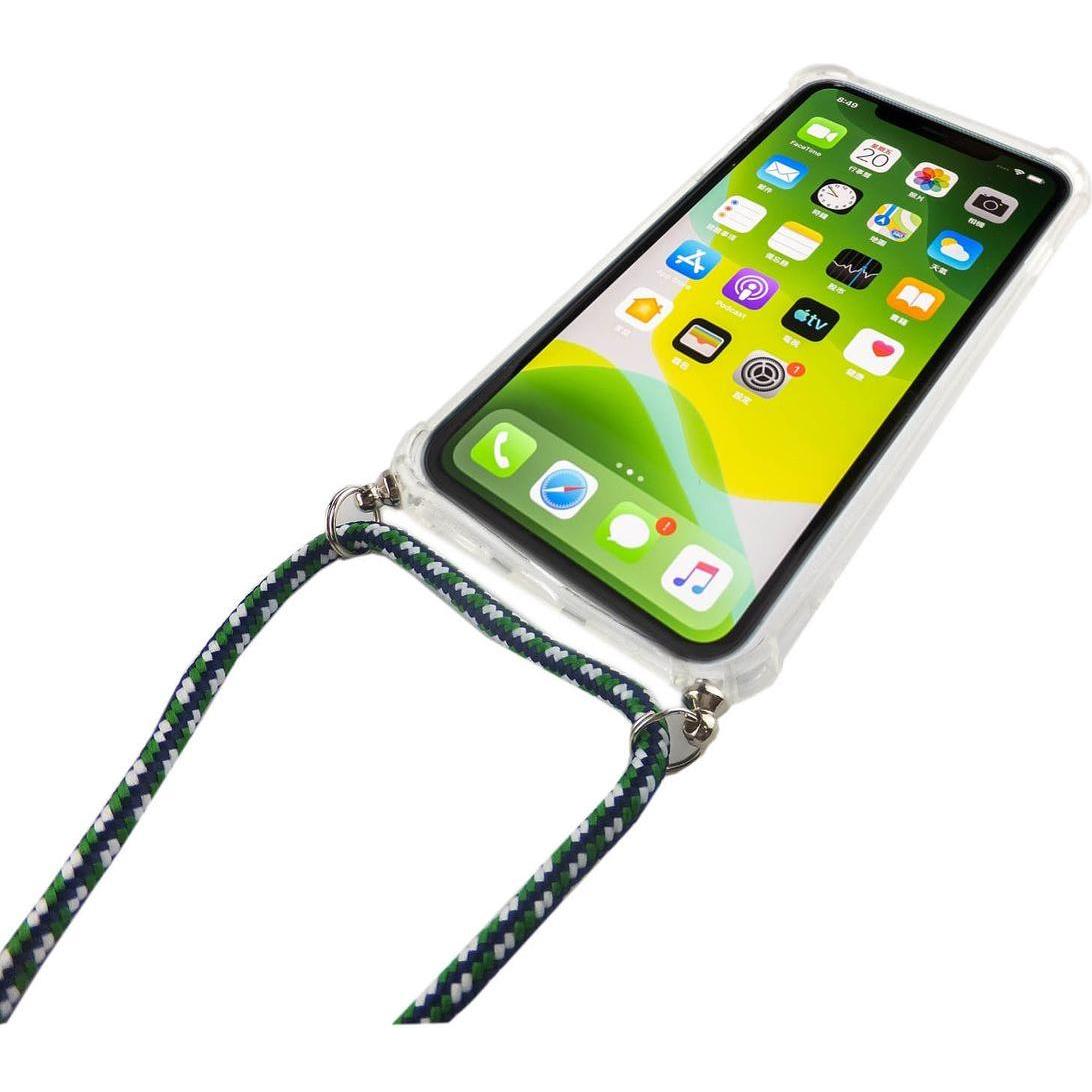 Thumbnail - König Design Apple iPhone 11 Pro Handykette Hülle mit Band Case zum umhängen mit Kordel Grün, Handykette, Transparent