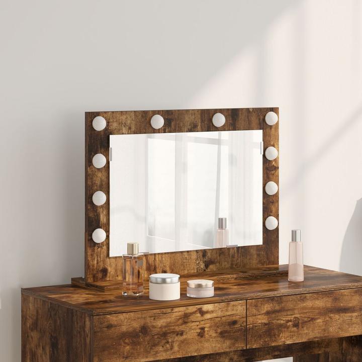 Produktbild VidaXL Waschtisch Spiegel Geräucherte Eiche Holz, Glas 60 x 45 x 18 cm