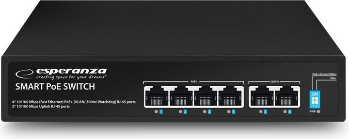 Actual product image Esperanza ENS105 6-Port Poe Switch 10/100 60W (6 ports)
