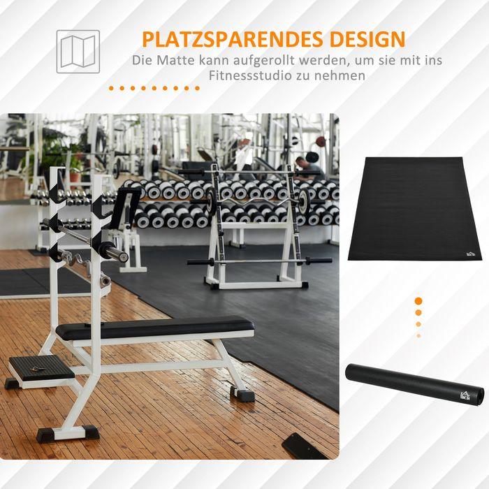 Produktbild Swisshandel24 Bodenschutzmatte für Fitnessgeräte Bodenmatte Unterlegmatte Matte PVC Schwarz 180 x 90 x 0,6 cm (0.60 cm)