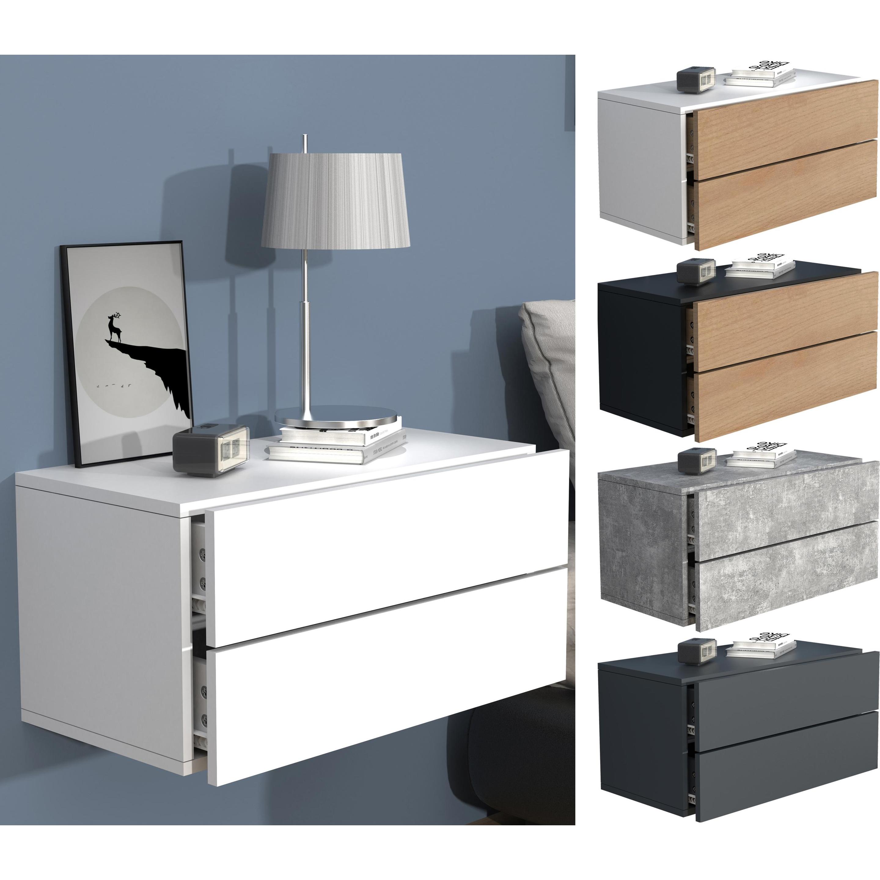 VCM, Nachttisch, Holz Wandschublade Nachtschrank Wandboard Schublade Konsole Nachttisch Usal L 60 cm (60 x 32 cm)