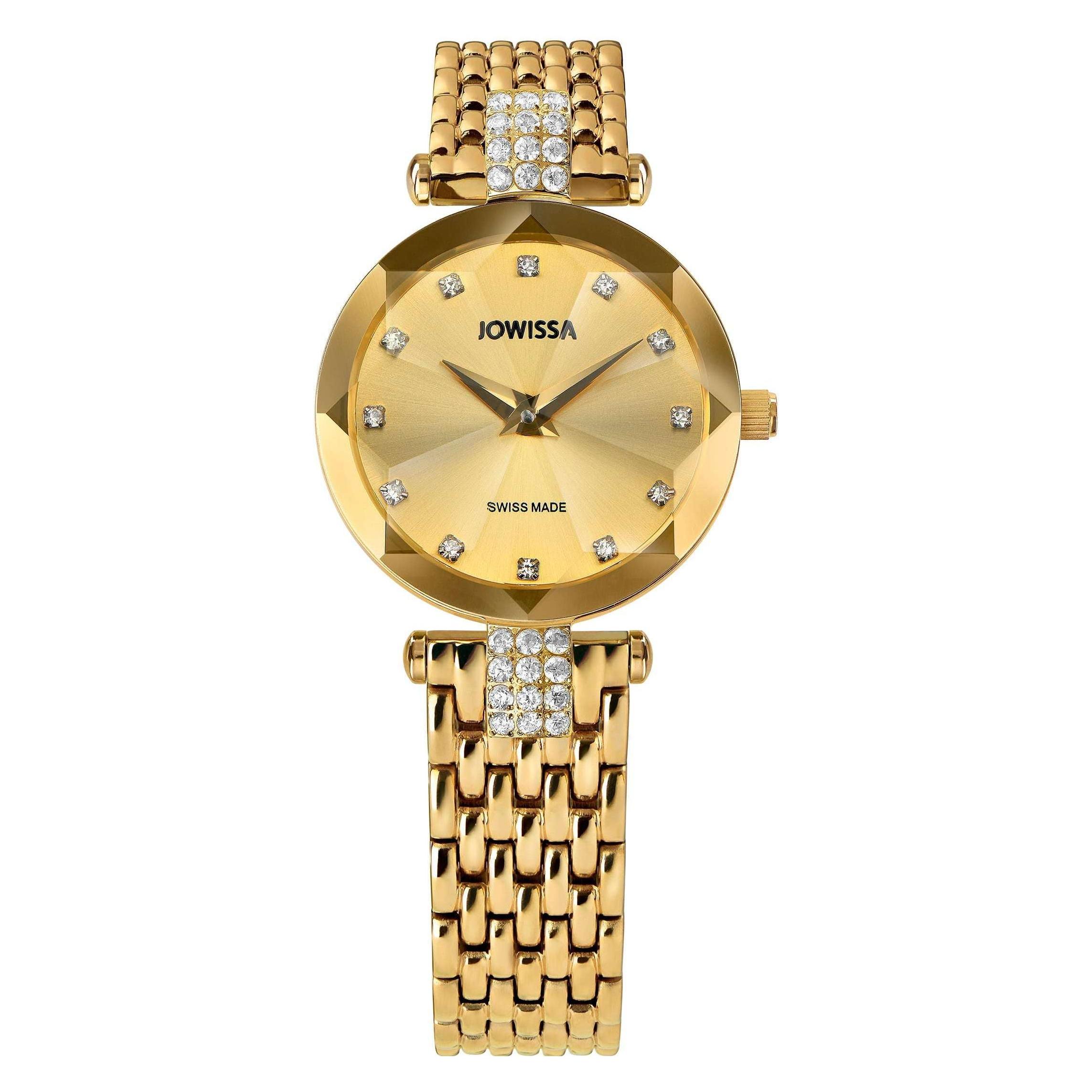 Jowissa, Armbanduhr, Facet Strass, Gold, (Analoguhr, 25 mm)