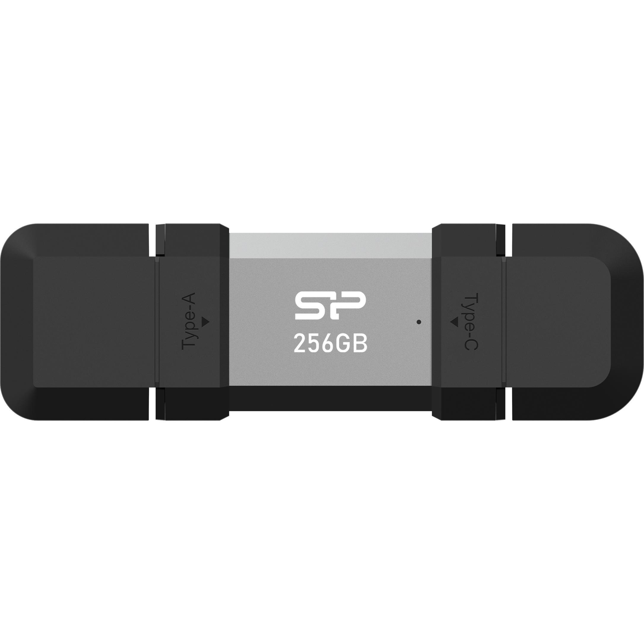 Thumbnail - Silicon Power 256 GB, USB TYPE-A and TYPE-C FLASH DRIVE, MOBILE C51, Silver (256 GB, USB-A, USB-C), USB Stick, Silber