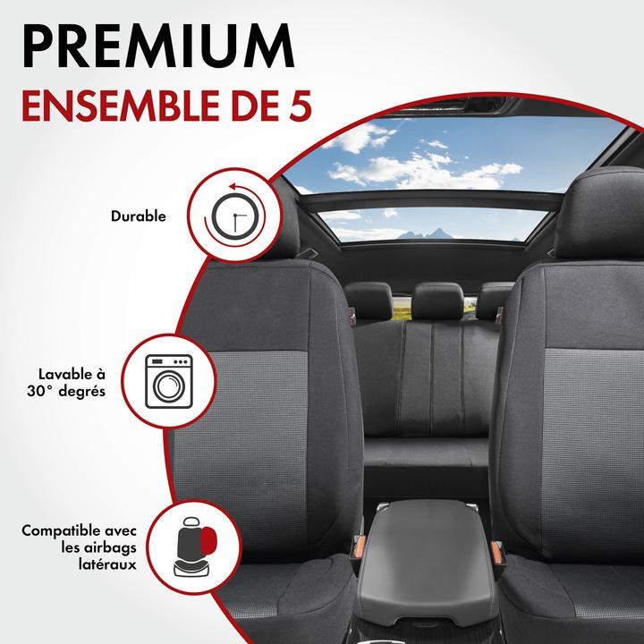 Produktbild Walser Autositzbezug ZIPP-IT Premium Ardwell, PKW-Schonbezüge Komplettset mit Reiverschluss-System schwarz