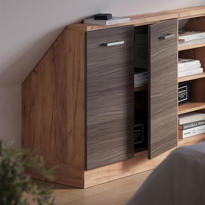 Produktbild Vichy Dachschrägenschrank Rion, Edelgrau/Goldkraft Eiche/Goldkraft Eiche, mit 2 Türen (46 x 46 x 81.60 cm)