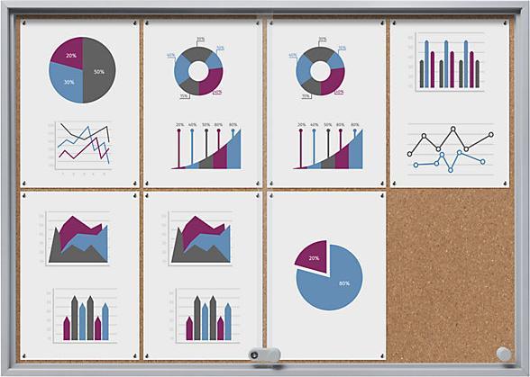 Actual product image eurokraft pro Showcase with sliding doors (Magnet board, Bulletin board, 90.5 x 64 cm)