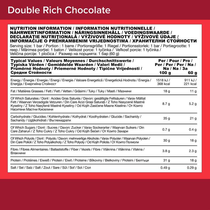 Nährwerte und Zutaten Optimum Nutrition plant Protein Bar (12 x 60G) (Double Rich Chocolate, 12 Stk., 720 g)