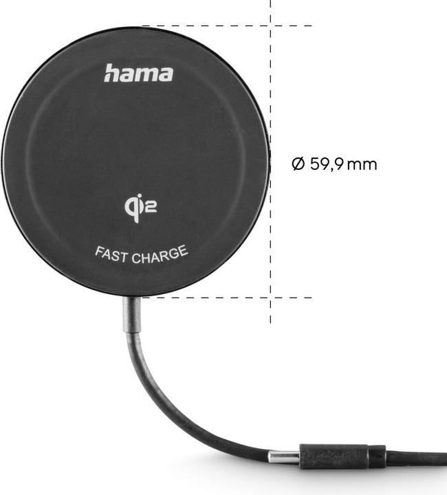 Actual product image Hama Induction charger 2500 mA Qi2 00201725 Outputs Induction charging standard (15 W)