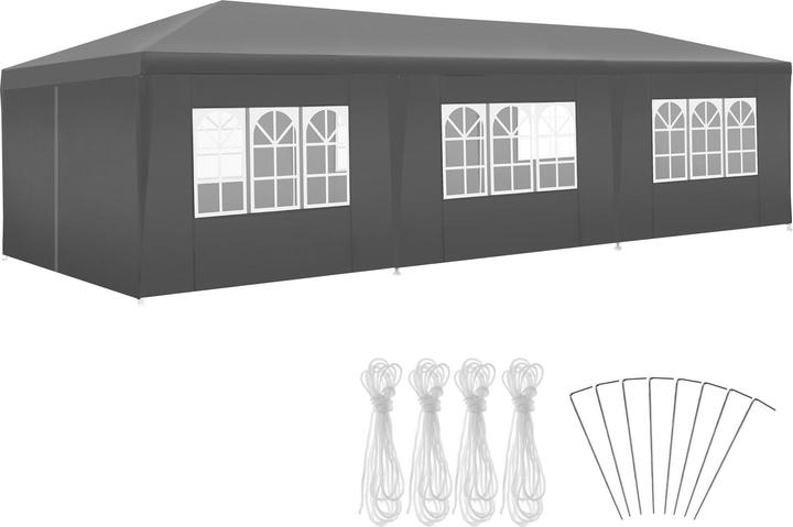tectake Pavillon Miramas mit 8 Seitenteilen, wasserdicht, 9x3m (900 cm, 300 cm)