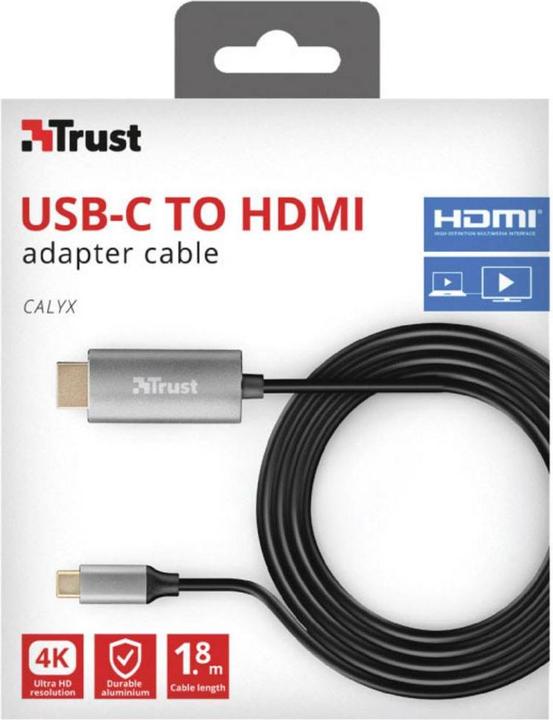 Actual product image Trust USB-C connection cable (1x USB-C™ plug (1.80 m, USB Type C, HDMI, 1.4)