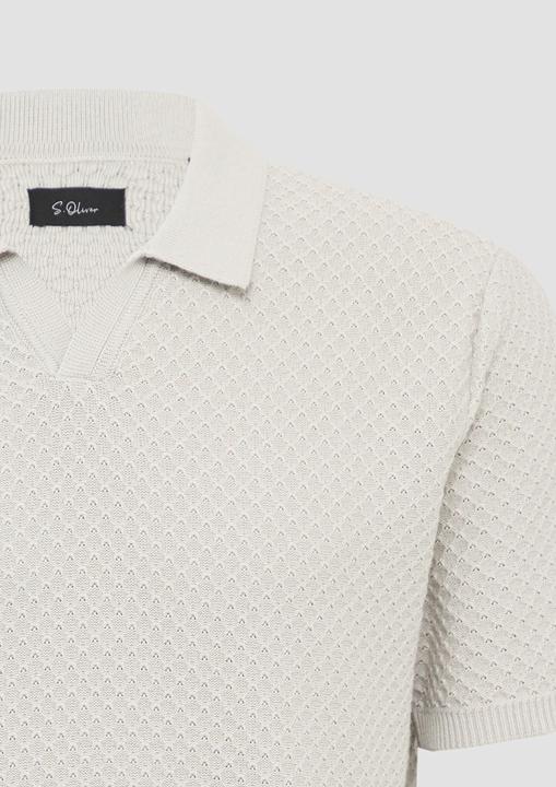 Produktbild s.Oliver Strickpullover Gestricktes Poloshirt mit Struktur und Bündchen (L)