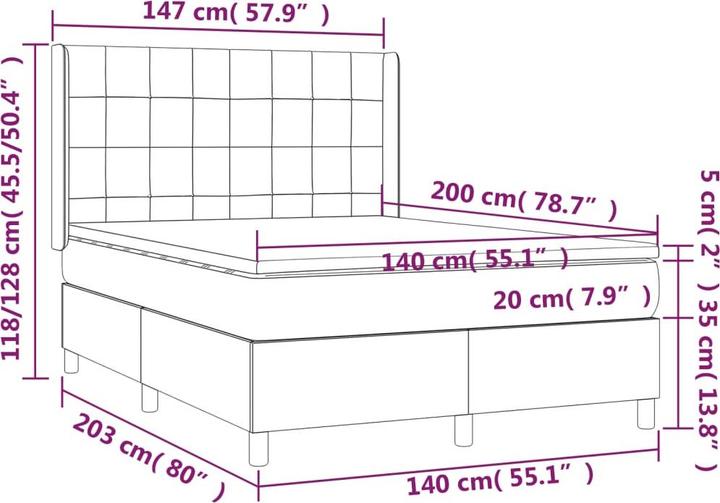 Actual product image vidaXL Boxspringbett (140 x 200 cm)
