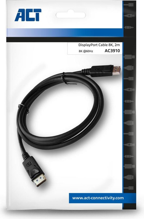 Produktbild 2 meters Displayport 1.4 8K connection cable male - male, Zip Bag (2 m, DisplayPort)
