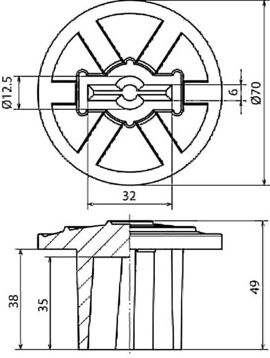 Actual product image Dehn Protective cap PVC Rd 10mm/Fl 30x3,5mm 478 099
