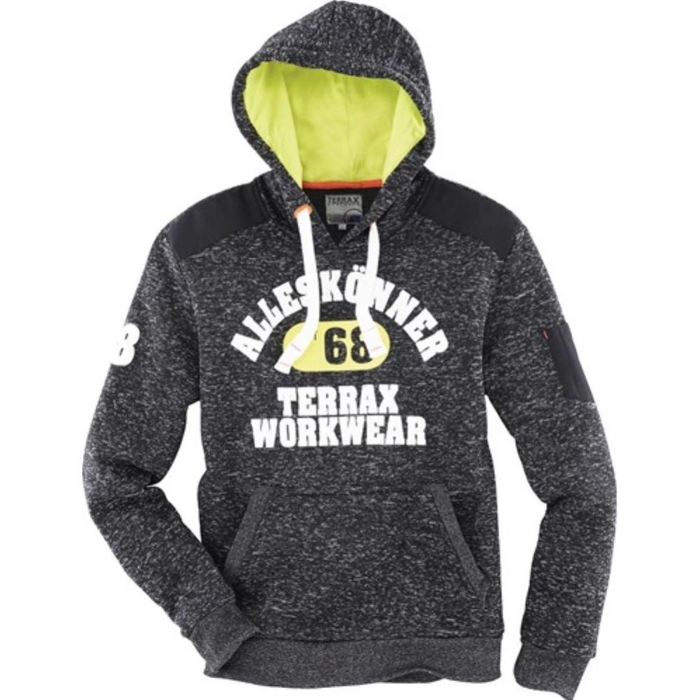 Terrax, Herren, Pullover, Strickfleecehoody Workwear Grösse XL schwarz melange/limette/orange, Schwarz, (XL)