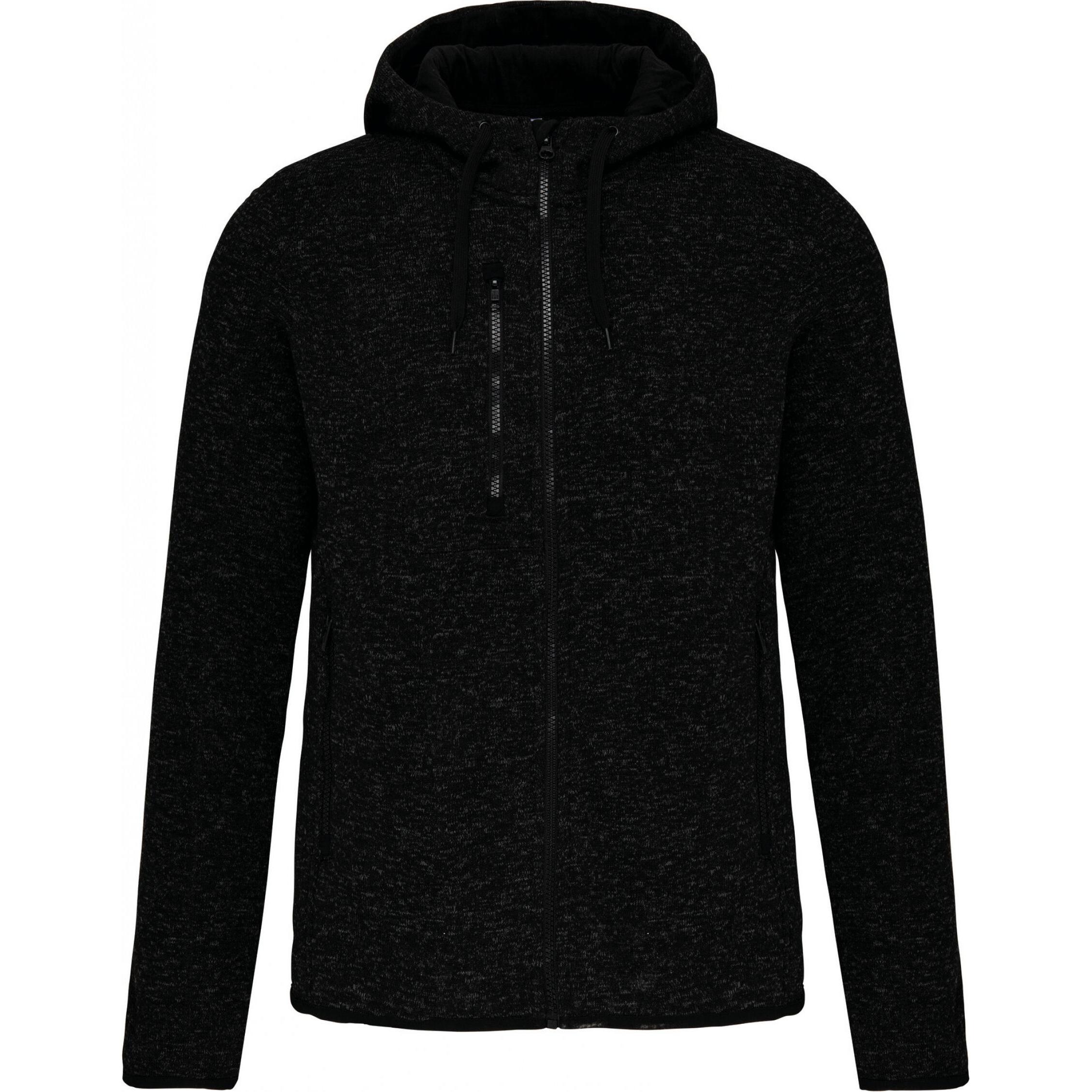 Proact, Herren, Pullover, Sweatshirt Zipper mit melierter Kapuze, Grau, (4XL)