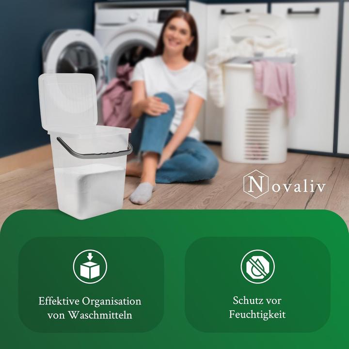Produktbild Novaliv 2X Waschmittelbox mit Deckel 7 Liter I Transparent I 23,5 x 18 x 26,5 cm I Box Waschpulver A (26.50 cm, 7 l, 2x)