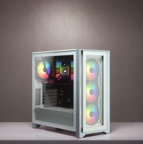 Actual product image Corsair iCUE 4000X RGB Mid-Tower White tempered glass case (ATX, mATX, Mini-ITX, E-ATX)