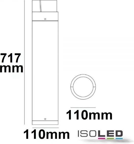 Actual product image Isoled LED path light bollard type3, 70cm, 6W, sand black, warm white (430 lm, IP54)