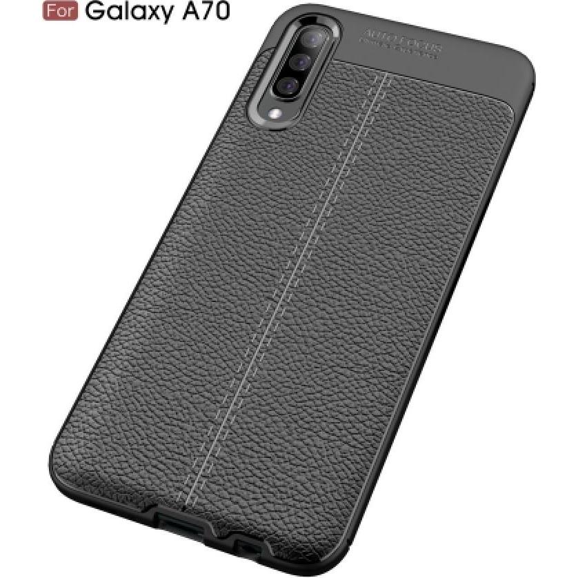 Thumbnail - Screenguard Samsung Galaxy A70s Hülle Leather Design TPU Cover (Samsung Galaxy A70S), Smartphone Hülle, Schwarz
