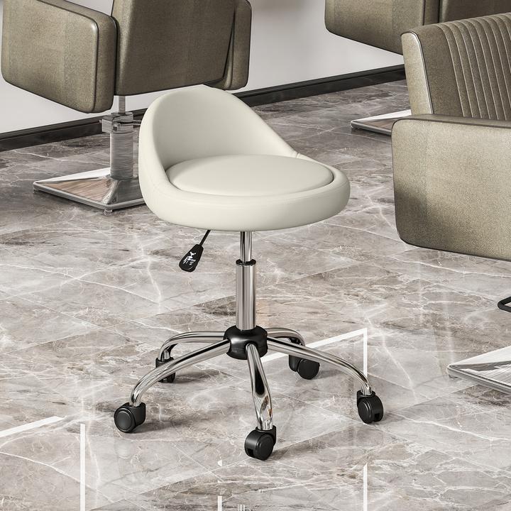 Actual product image Homcom Salonstuhl Kunstleder, Mehrschichtplatte Weiss (53 - 73 cm)