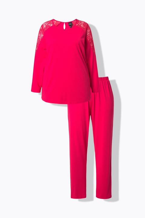Produktbild Ulla Popken Pyjama, Spitze, Rundhals, Langarm, Modalmix (60)