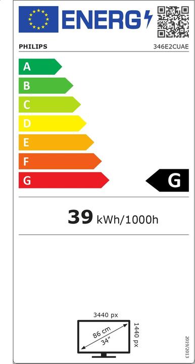 Etichetta energetica Philips E-line 346E2CUAE (3440 x 1440 pixel, 34")