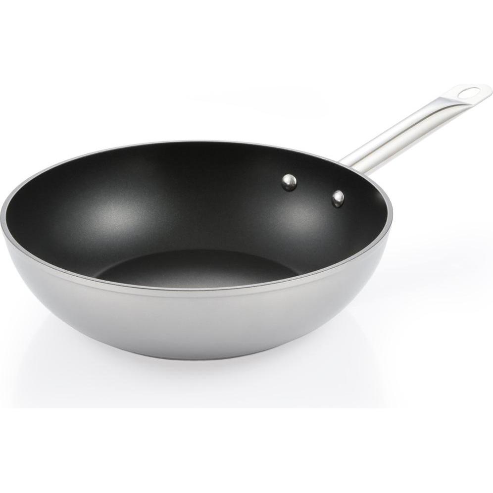 Tescoma Padella Wok GrandCHEF Manico Ergonomico 28, Padella + Pentola, Argento
