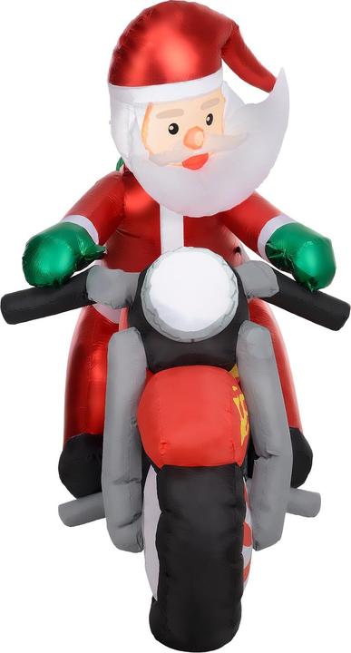 Produktbild Swisshandel24 Weihnachtsmann auf Motorrad, Gartendeko, LEDs, aufblasbar, wetterfest, 180 x 95 x 170 cm
