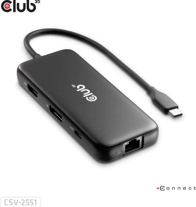Produktbild Club 3D Club3D USB-C 8-in1-HUB > DP/HDMI/USB-C/RJ45 8K30Hz PD100W retail (USB-C, 8 Ports)