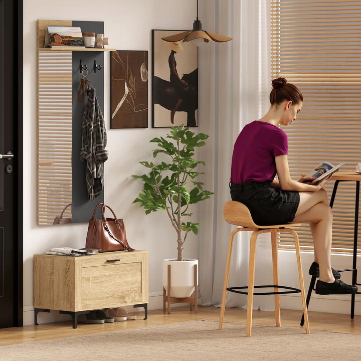 Produktbild Homcom Garderobe Set MDF, Spiegel Naturholz