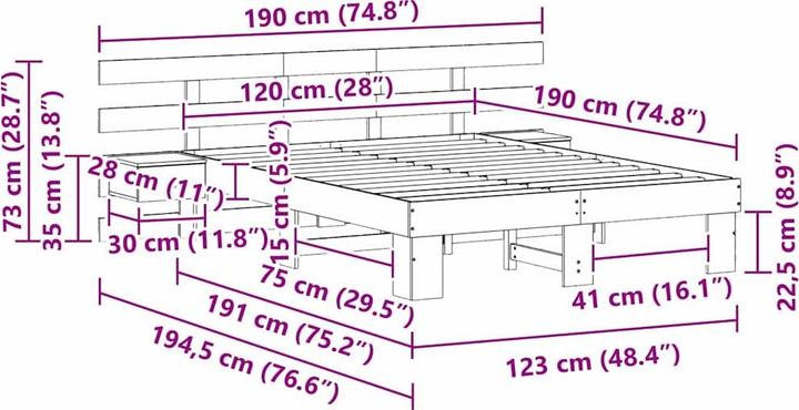 Actual product image vidaXL Plattformbett (120 x 190 cm)
