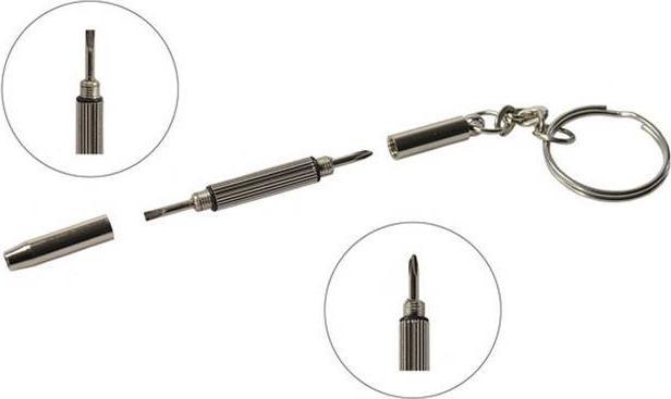Actual product image PhoneLook Porte-clés multifonctions 2 en 1 en aluminium avec tournevis à tête plate et cruciforme (1 pc)