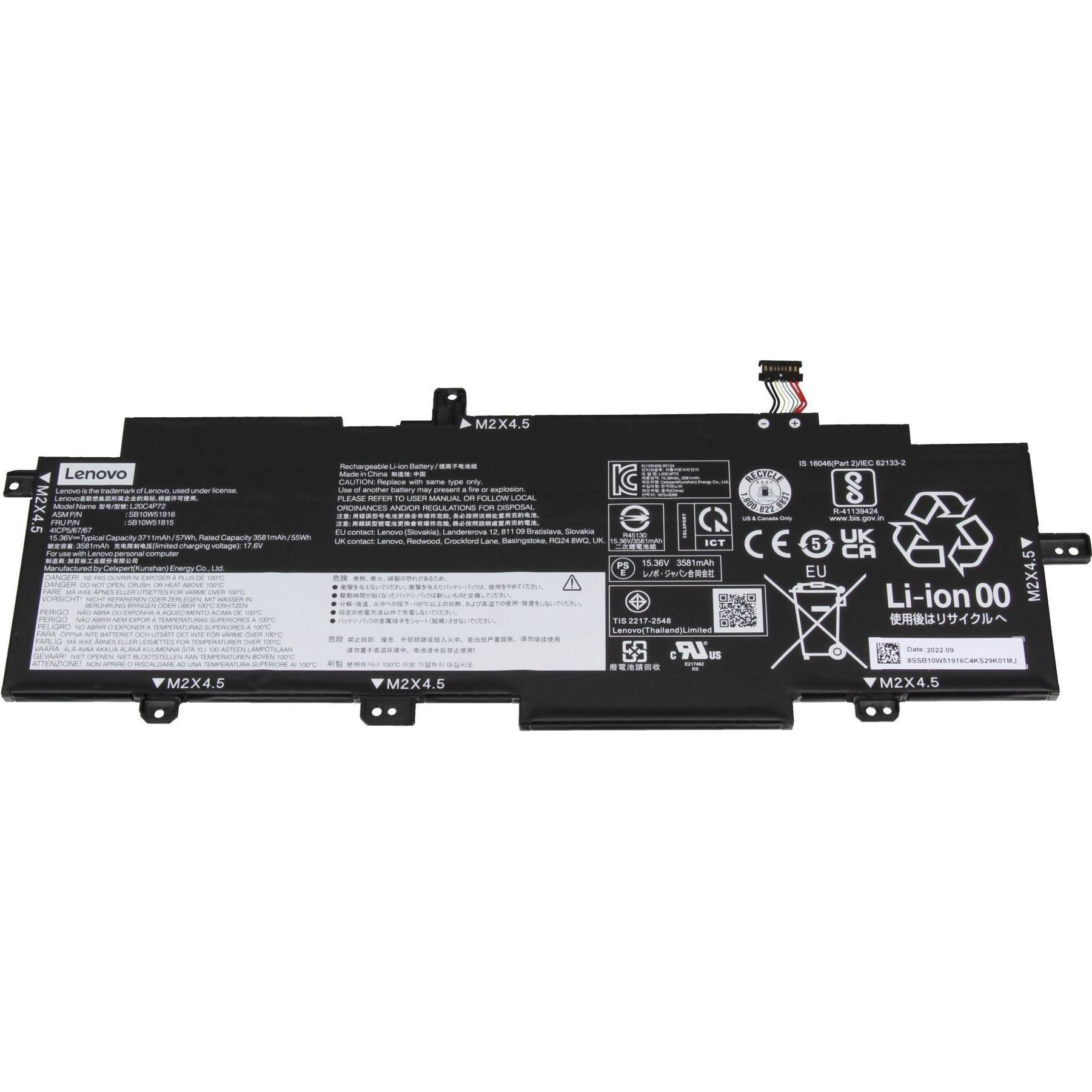 Lenovo 5B10W51815 (4 Zellen, 3711 mAh), Notebook Akku