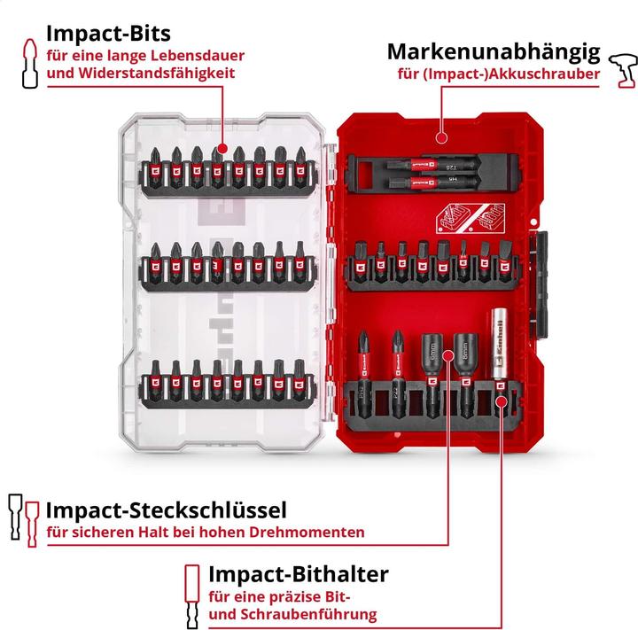 Produktbild Einhell Impact Bit-Set, 109210, M-Case, 39-teilig (Innensechskant, Kreuz sonstige, Schraubschlitz)