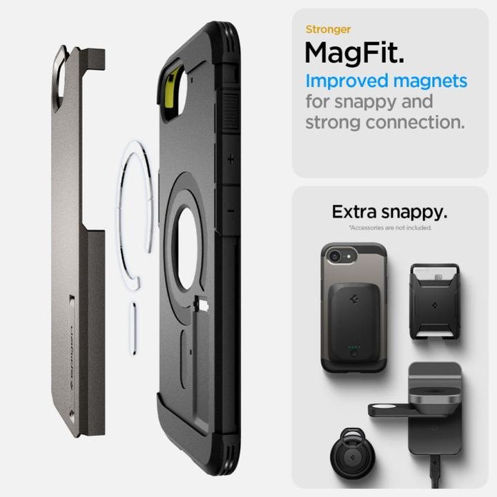 Actual product image Spigen Tough Armor Case with MagSafe for iPhone 16e with Stand - Gray (Apple iPhone 16e)