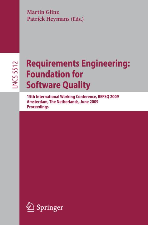 Actual product image Requirements Engineering: Foundation for Software Quality (Martin Glinz, Patrick Heymans, 2009)