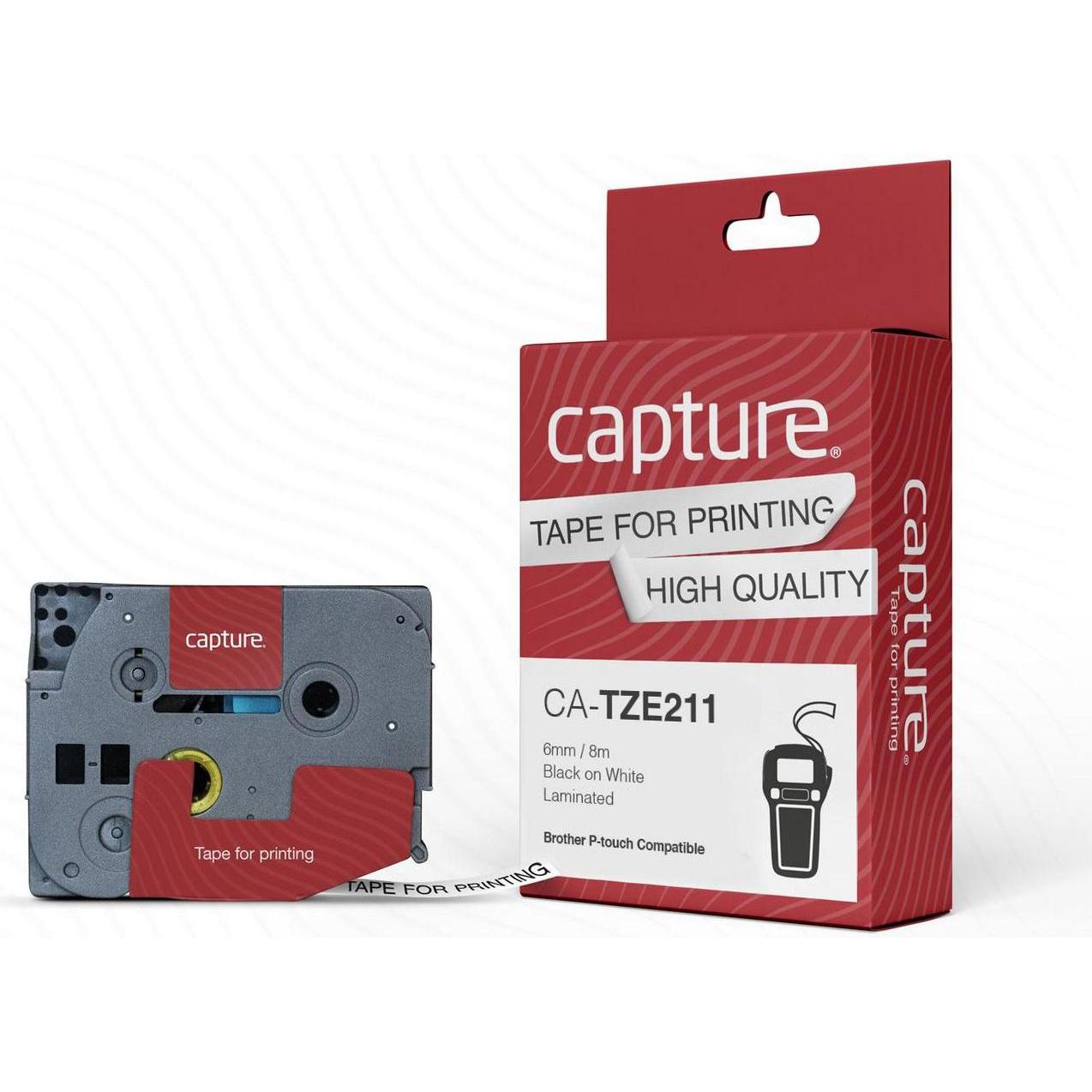 Capture, Etiketten, Tape Black on White 6mm
