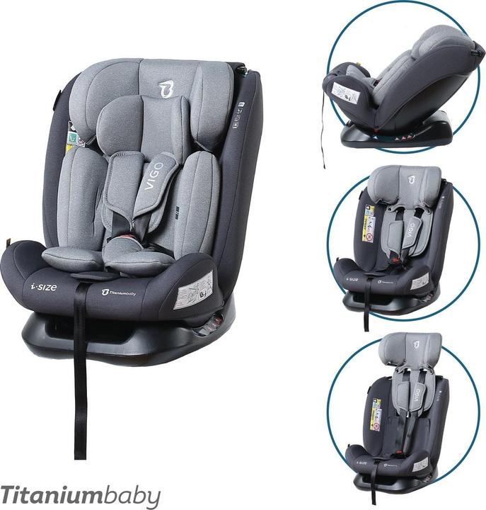Actual product image Titaniumbaby Titanium baby car seat Vigo I-Size 40-150 cm-Gray (Child seat, ECE R129/i-Size Standard)