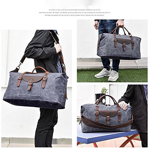 Produktbild Only-Bags.Store Reisetaschen Herren Leder Wasserdicht Canvas Weekender Tasche