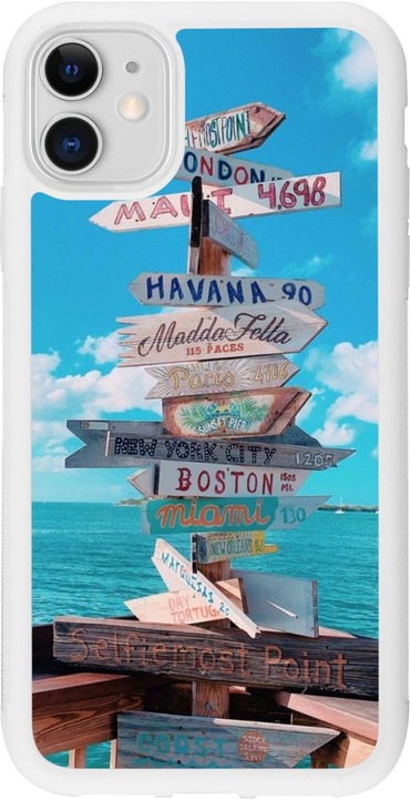 Produktbild PhoneLook Hülle Silikon weiss Cool Cities Directions (Apple iPhone 11)
