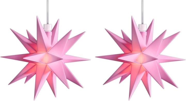 Produktbild Novaliv 2er Sparset Weihnachtssterne LED Dekosterne 12cm ROSA 6h Timerfunktion nur Innen mit 1,5m