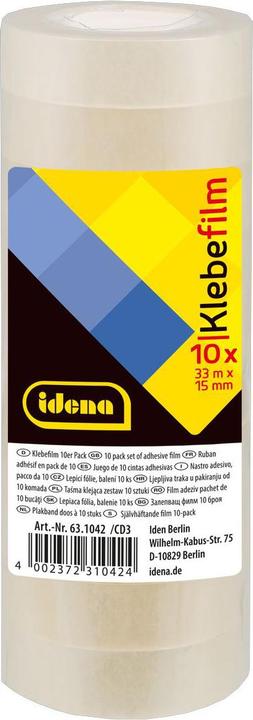 Produktbild Idena Klebefilm transp. 15mm x 33m, 10 Stück (15 mm)