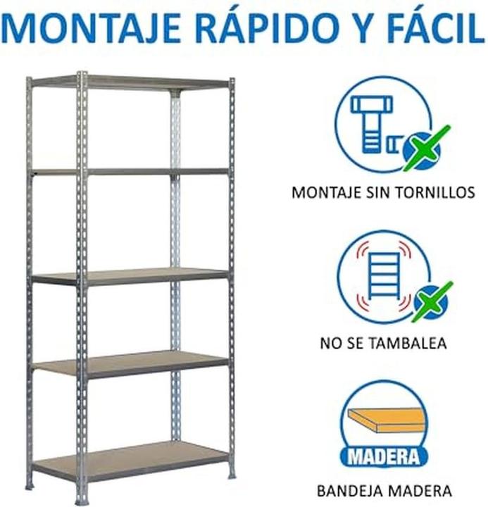 Actual product image SimonRack Heavy-duty shelving MADERCLICK 8435104912621 silver 90.0 x 50.0 x 180.0 cm