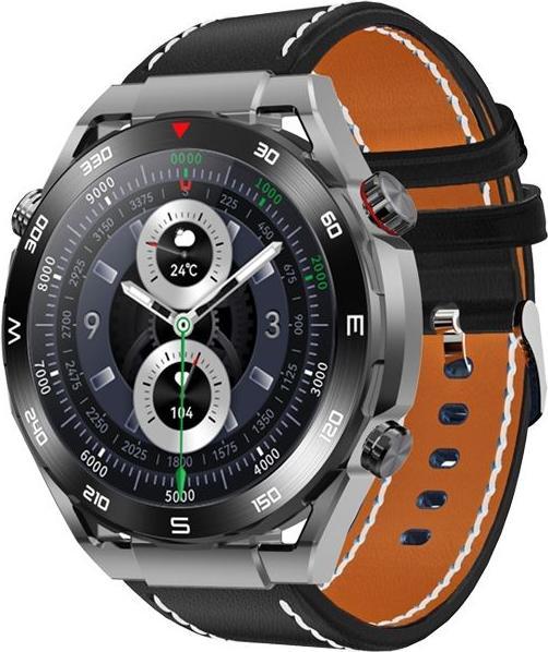 Actual product image Gino Rossi Veltori VT100-1 Smartwatch + schwarzes Silikonarmband + schwarzes Öko-Leder